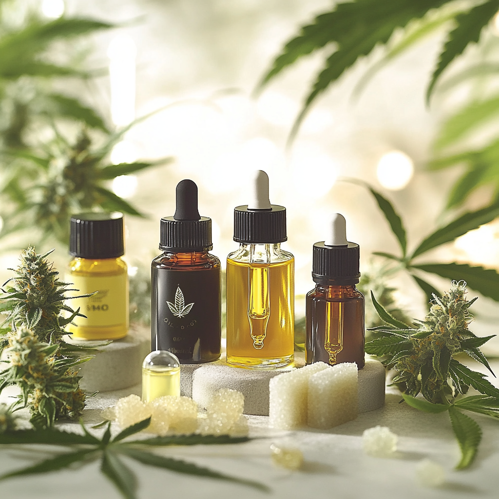 CBD olie flasker og cannabisprodukter til sundhed og velvære